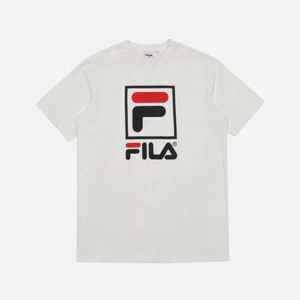 Camisetas Manga Corta Fila Hombre Blancas - Stacked Logo S/S - España 607392SRZ